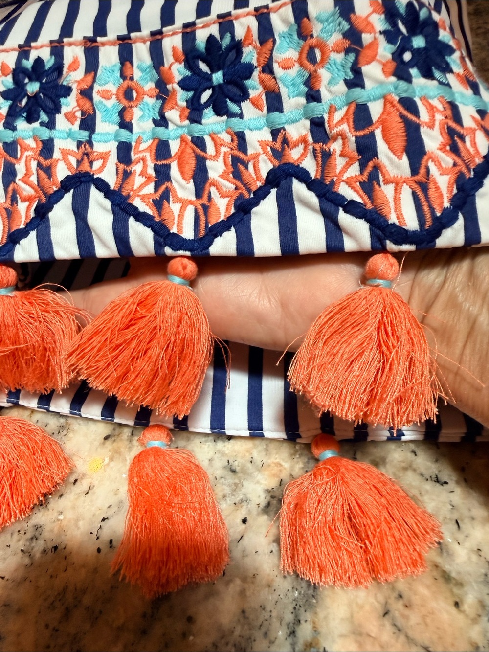 Cabana Life St. Barts Coverluxe Smocked Dress Tassel Hem Off Shoulder Small NWT - Picture 10 of 15